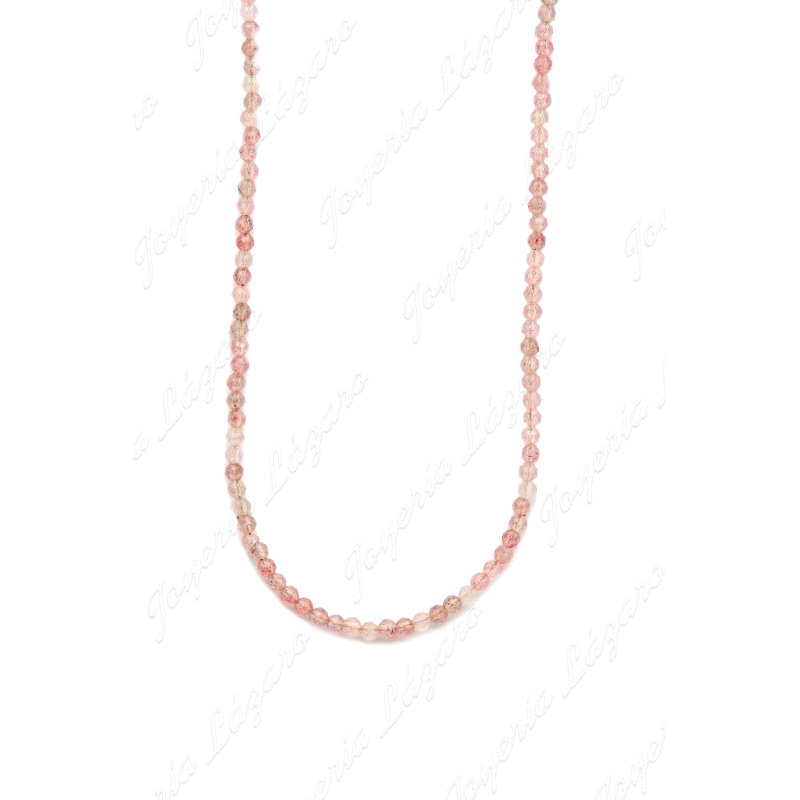 GARGANTILLA ACERO DORADO  PIEDRAS NATURALES ROSA