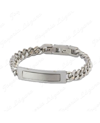 ESCLAVA ACERO BARBADA PLACA  BANDA CENTRO MATE