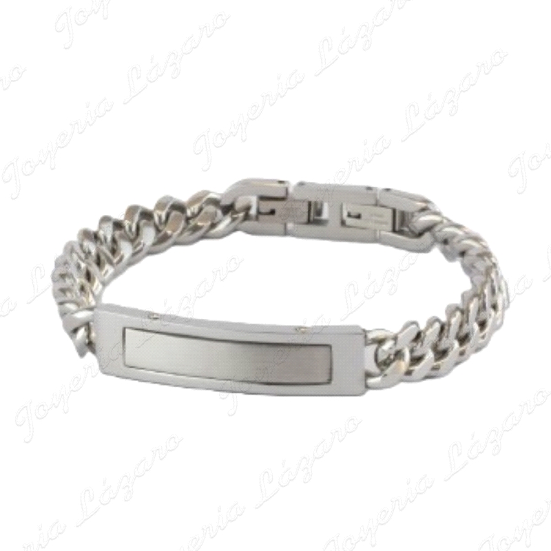 ESCLAVA ACERO BARBADA PLACA  BANDA CENTRO MATE