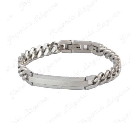 ESCLAVA ACERO BARBADA PLACA BANDA MATE