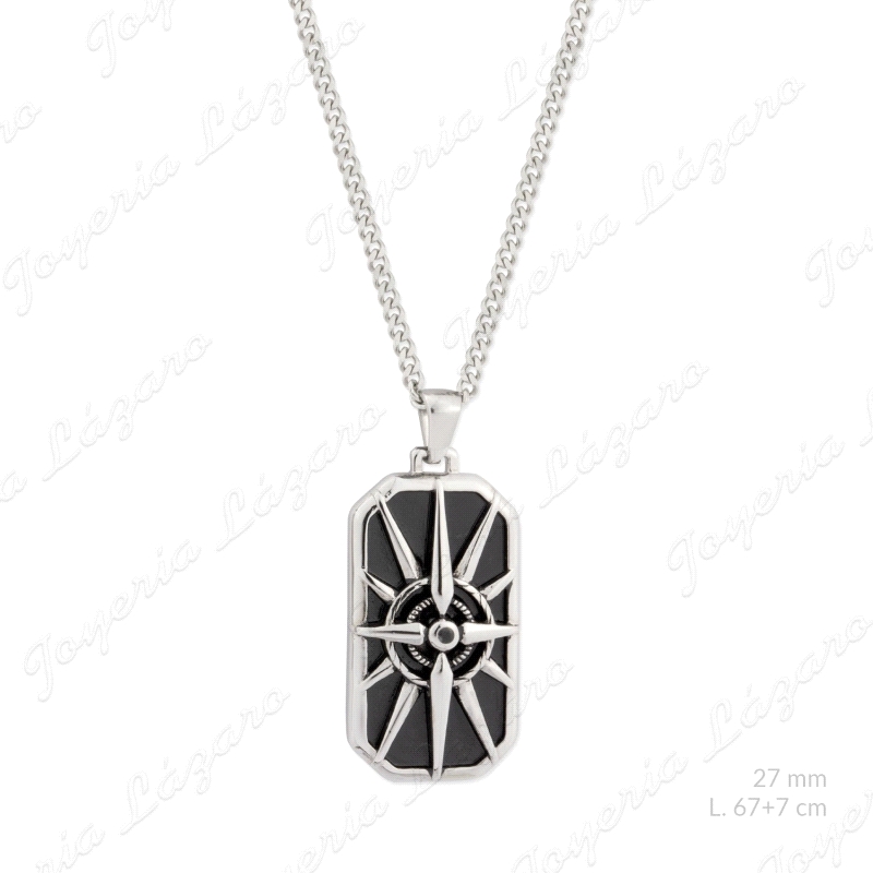 COLLAR ACERO COLGANTE ROSA DE LA BRUJULA