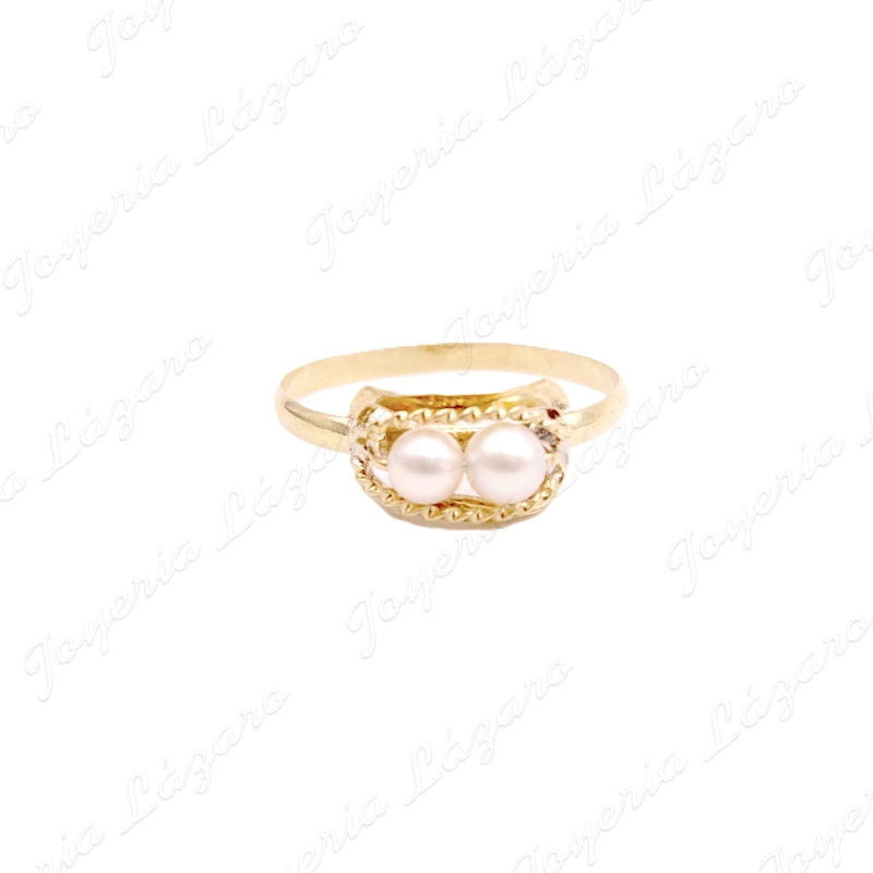SORTIJA ORO 18KT OCASION 2 PERLAS BOLITASNIÑA /COMUNION