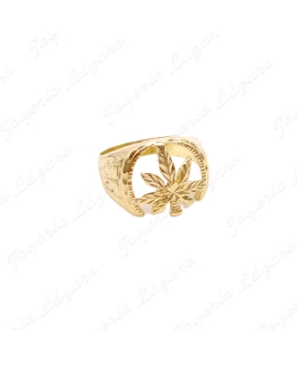 SORTIJA ORO 18KT SEMINUEVO HOJA MARIHUANA CALADA