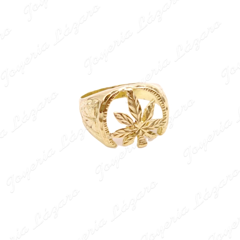 SORTIJA ORO 18KT SEMINUEVO HOJA MARIHUANA CALADA