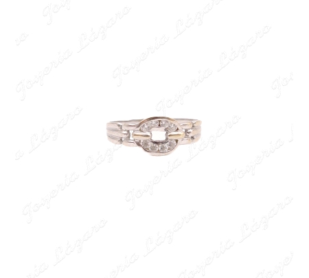 SORTIJA ORO 18KT BL. OCASION OVALO EN CENTRO CON CIRCO