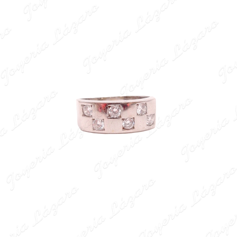 SORTIJA ORO 18KT BLANCO OCASION, 6 CIRCOS ENGASTE EN PLANO