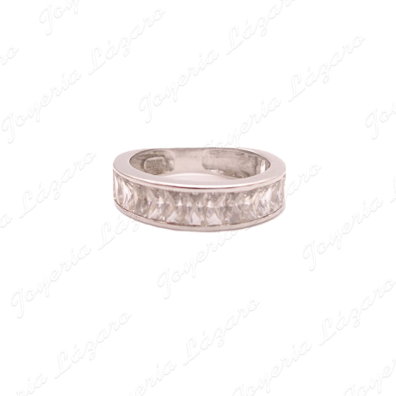SORTIJA ORO 18KT BLANCO OCASION, 1/2 ALIANZA CIRCO BAGUETTE EN CARRIL