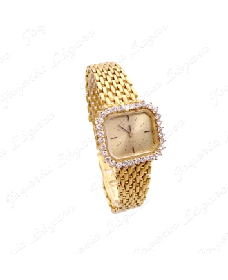 RELOJ OMEGA SRA.
CCAJA CUADRADA 30X27MM
MAQUINARIA CUARZO OMEGA
31 DIAMANTES TALLA BRILLANTE VS 0.20CT C/U
67.8GR TOTAL