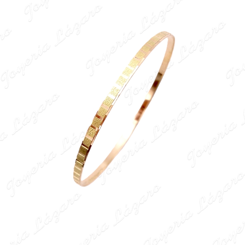 PULSERA ORO 18KT SEMINUEVA ARO TABLA TALLADO CUADRADOS