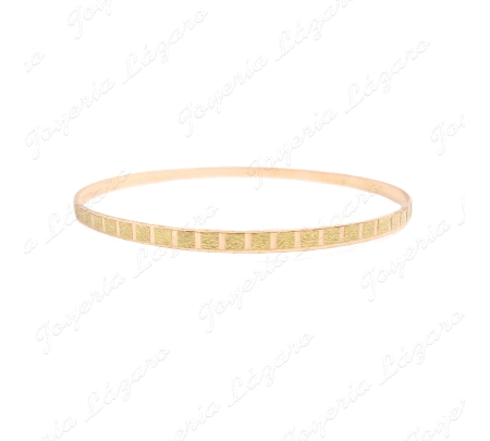 PULSERA ORO 18KT SEMINUEVA ARO TABLA TALLADO CUADRADOS