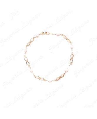 PULSERA ORO 18KT SEMINUEVA PERLAS RIO 5MM+LAZONS INFINITOS