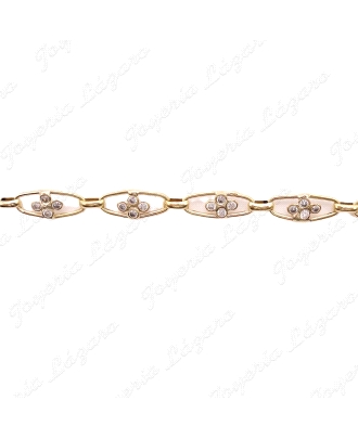 PULSERA ORO 18KT OCASIONESLABONES OVAL CON FLOR CIRCONITAS BOCEL CENTR