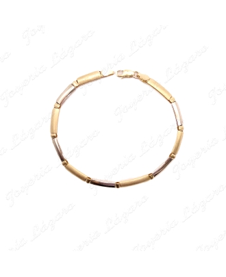 PULSERA ORO 18KT OCASION BICOLOR PLACAS AMARILLO MATE Y BLANCO BRILLO