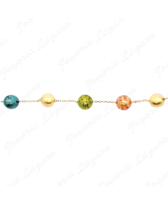 PULSERA ORO 18KT OCASION BOLAS CRISTAL FANTASIA COLORES