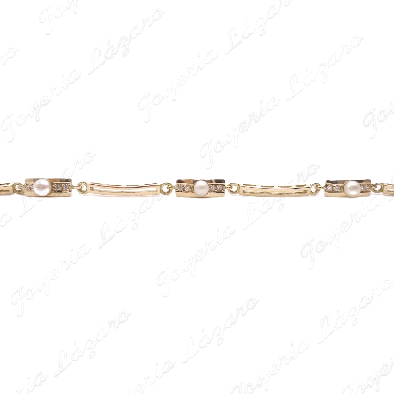 PULSERA ORO 18KT OCASION NIÑA, 3 PERLAS BOLITAS