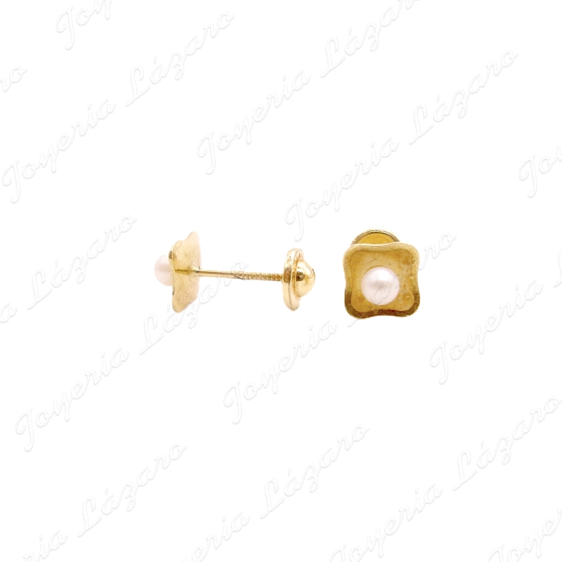 PEND. TORN. ORO 18KT OCASION CUADRADO CON BOLITA PERLA