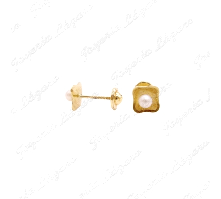 PEND. TORN. ORO 18KT OCASION CUADRADO CON BOLITA PERLA