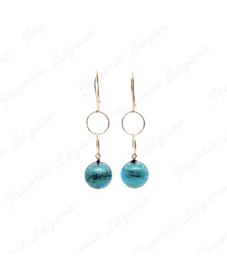 PEND. LARGOS ORO 18KT OCASION BOLAS CRISTAL FANTASIA AZUL C. HIPPIE+2A