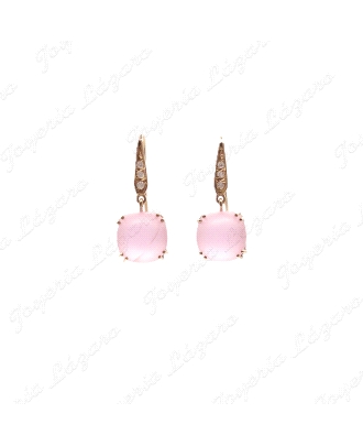 PEND. LARGOS ORO 18KT OCASION PALO HIPPIE CUARZO ROSA