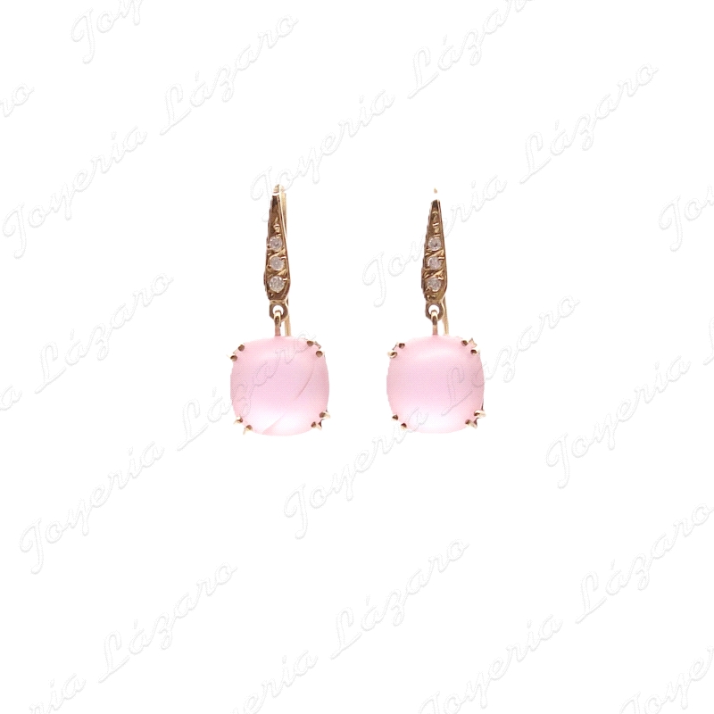PEND. LARGOS ORO 18KT OCASION PALO HIPPIE CUARZO ROSA