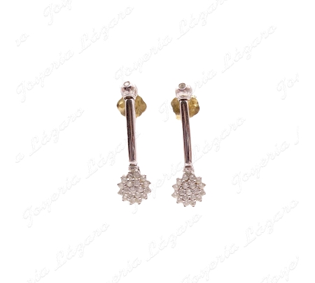 PEND. LARGOS ORO 18KT BLANCO OCASION TUBO CUADRADO ROSETON CIRCO G AR