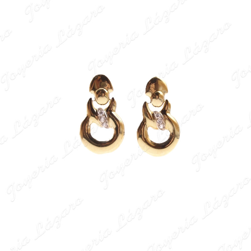 PEND. LARGOS ORO 18KT OCASION DOS CUERPOS BISAGRA+CIRCO CENTRO PRESION