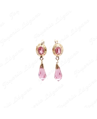 PEND. ORO 18KT SEMINUEVOS 30MM C. CAT. CHUPONES ROSA FRANCIA