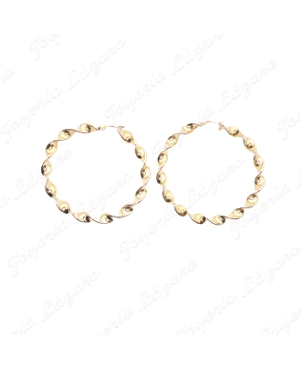 PEND. AROS ORO 18KT OCASION RIZADOS 7MMX52 INT.