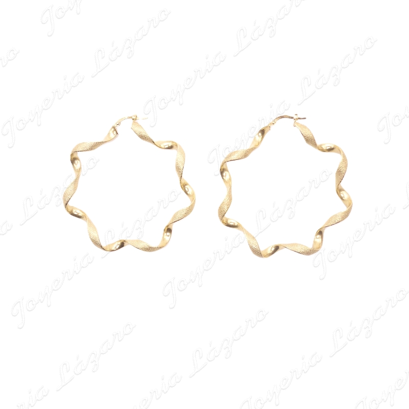 PEND. AROS ORO 18KT SEMINUEVOS RIZADOS MATE 45MM INT.