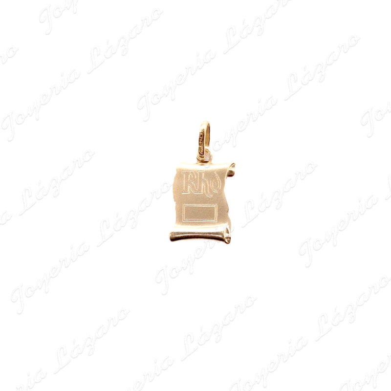 PLACA ORO 18KT OCASION PERGAMINO RH12X16