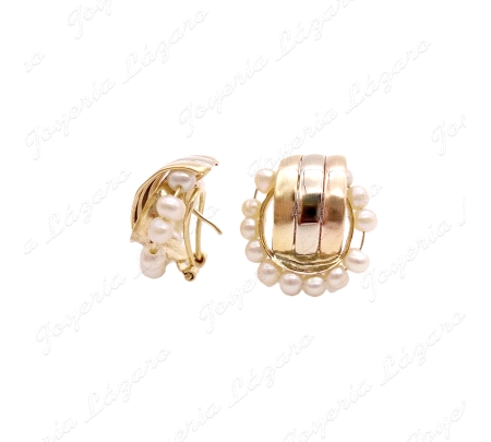 PEND. ORO 18KT OCASION TRICOLOR CONCHA CON CERCO BOLITAS PERLAS  C. OM