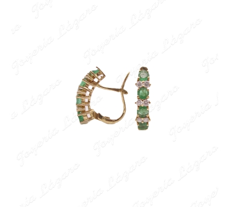 PEND. ORO 18KT OCASION ESMERALDAS+CIRCONITAS EN HILERA C. CAT.