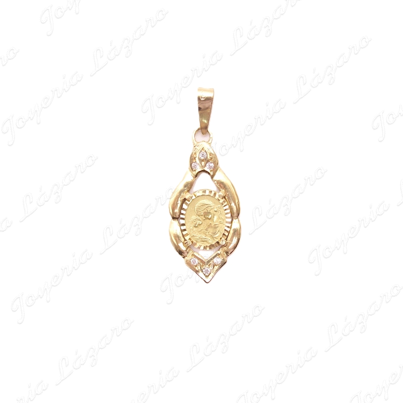 MEDALLA ORO 18KT OCASION OVALADA CENTRO SILUETA MADRE Y BEBE