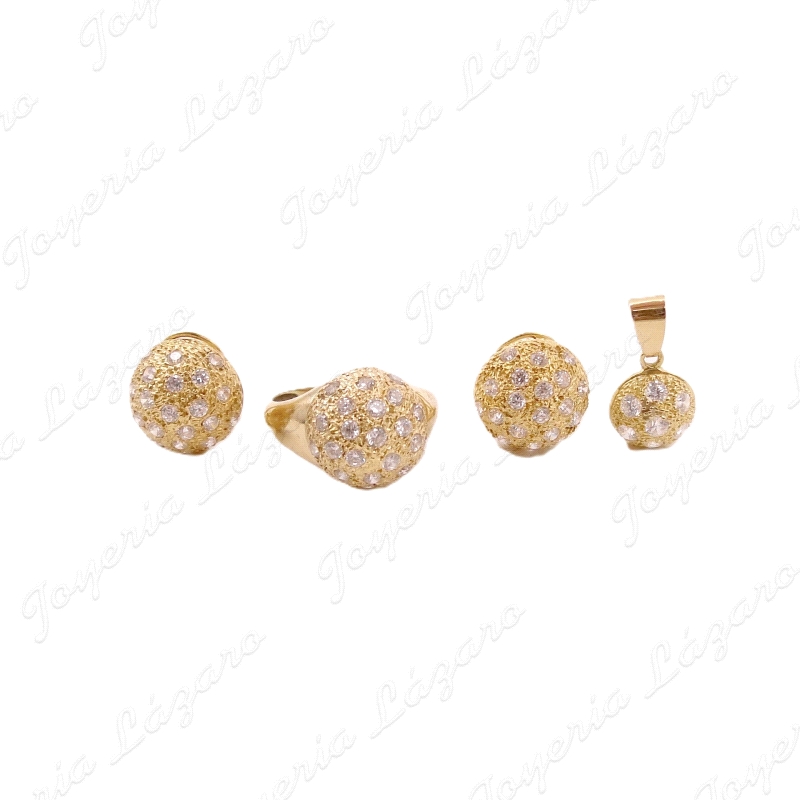 JUEGOS ORO 18KT OCASION PEND+SOR+COLGT 1/2 BOLA CIRCO ENGASTE