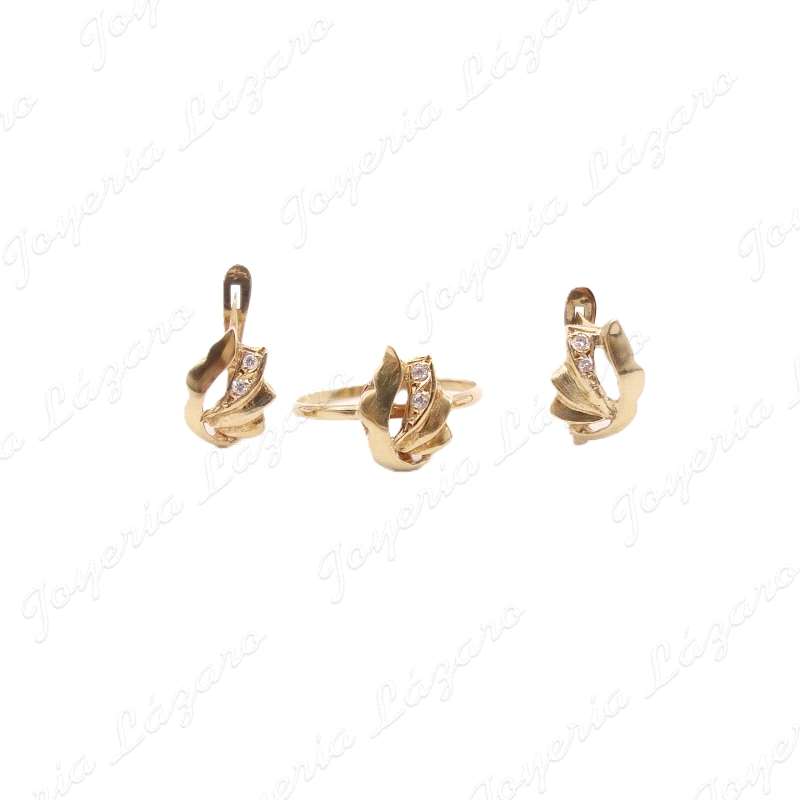 JUEGOS ORO 18KT OCASION SORT+PEND. HOJITA C. CAT.