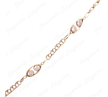 GARGANTILLA ORO 18KT OCASION MOTIVOS 2 CIRCOS BOCELADAS EN OVALO+CAD.