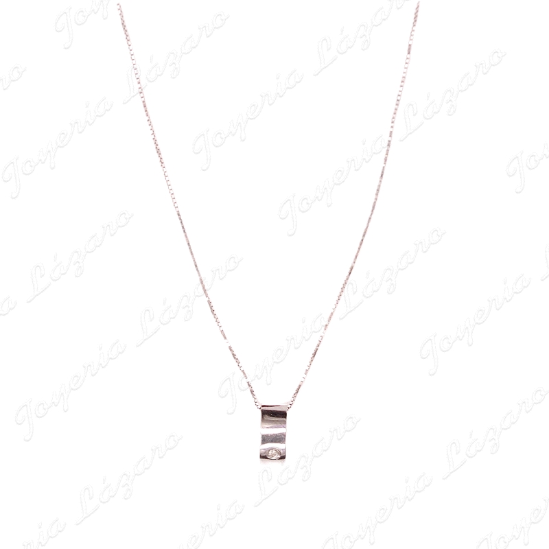 GARGANTILLA ORO 18KT BL. OCASION +COLGANTE CHAPITA RECT. ONDA CON CIRC