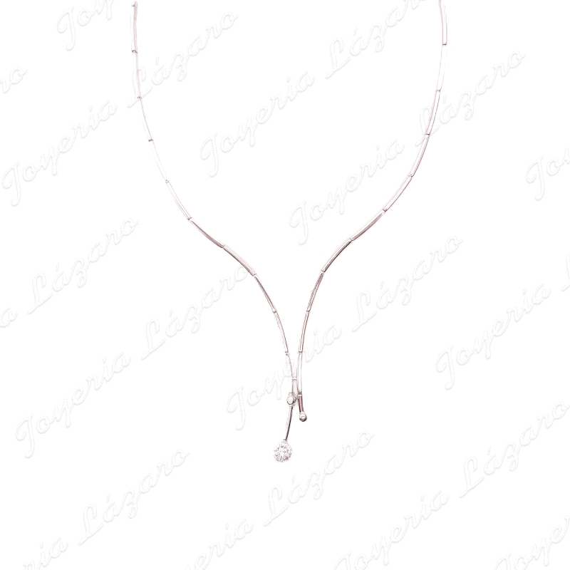 GARGANTILLA ORO 18KT BLANCO OCASION, SEMIRIGIDA CORBATIN ROSETON CIRCO