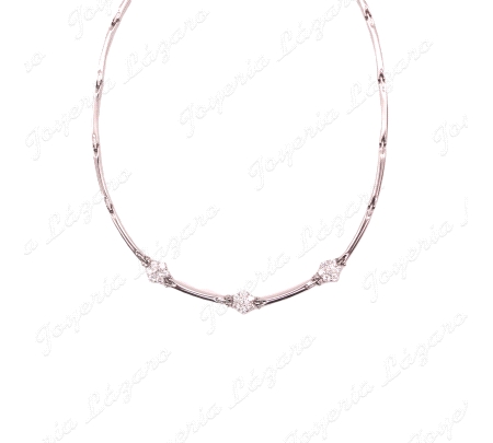 GARGANTILLA ORO BL.18KT OCASION TRES ROSETAS CIRCONITAS