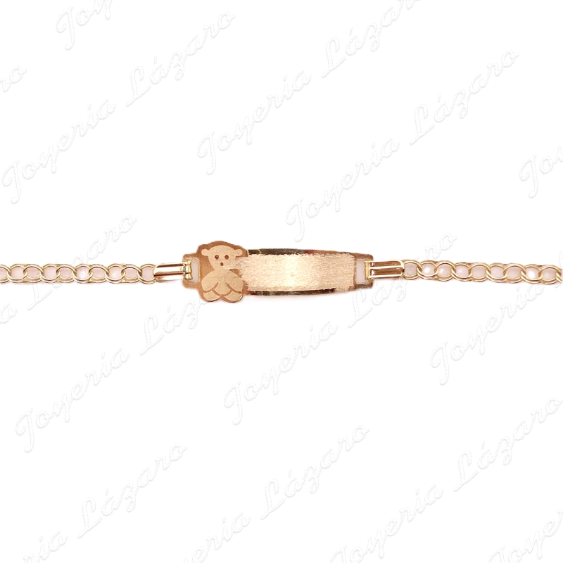 ESCLAVA BEBE ORO 18KT OCASION PLACA MATE OSITO