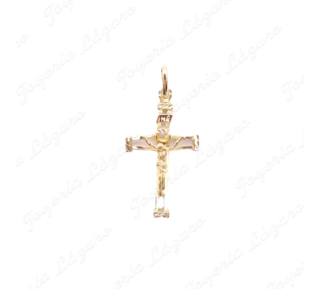 CRUZ ORO 18KT OCASION ESTRUCTURA CUADRADA+CRISTO 19X34
