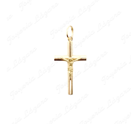 CRUZ ORO 18KT OCASION TUBO4MM CON CRISTO 20X33MM