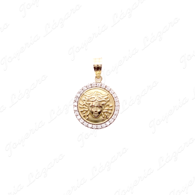 COLGANTE GR. ORO 18KT OCASION MEDALLON MEDUSA BISEL CIRCO 22M