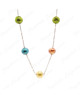 COLLAR ORO 18KT OCASION BOLAS CRISTAL FANTASIA COLORES