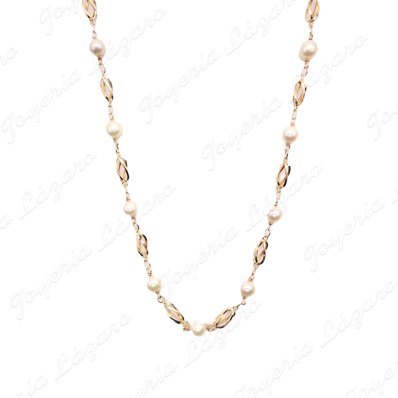 COLLAR ORO 18KT OCASION JAULAS+ PERLAS FANTASIA