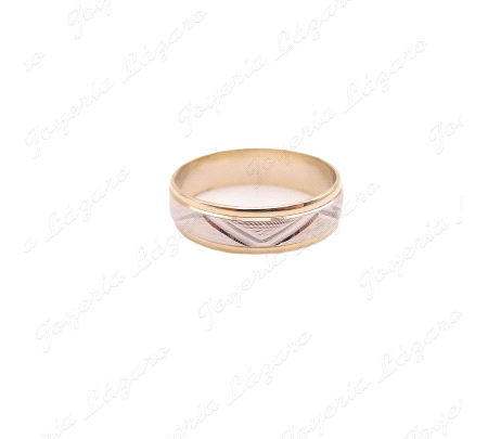 ALIANZA ORO 18KT SEMINUEVA 5MM BICOLOR ZIG ZAG