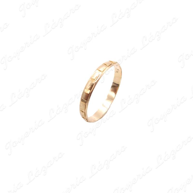 ALIANZA ORO 18KT OCASION 3MM RECTANGUOS EN RELIEVE