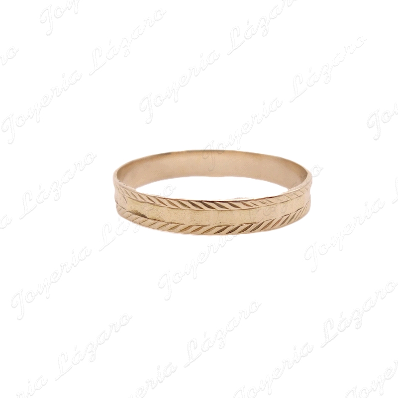 ALIANZA ORO 18KT OCASION 4MM ARISTAS CENTRO+TRENZADO FILOS