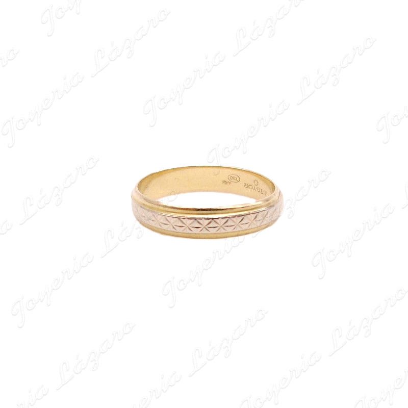 ALIANZA ORO 18KT OCASION BICOLOR 4MM FACETADA