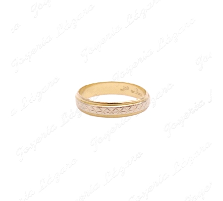 ALIANZA ORO 18KT OCASION BICOLOR 4MM FACETADA